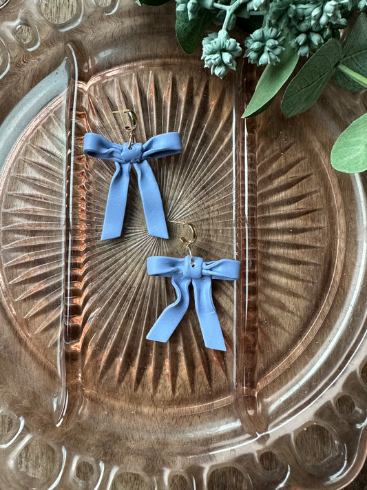 Blue bow dangles
