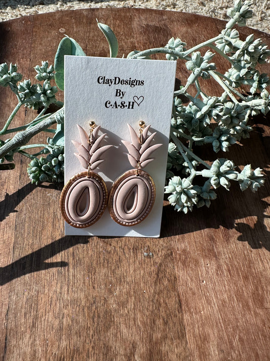 Pink and gold pineapple dangles