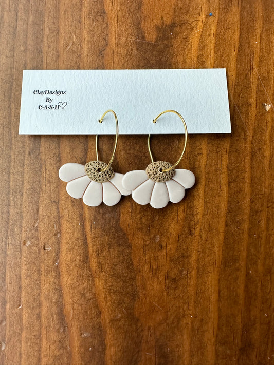 Tan flower hoops