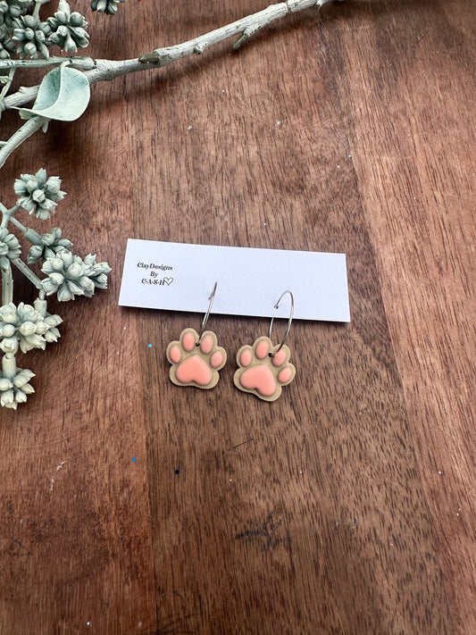 Paw print hoops