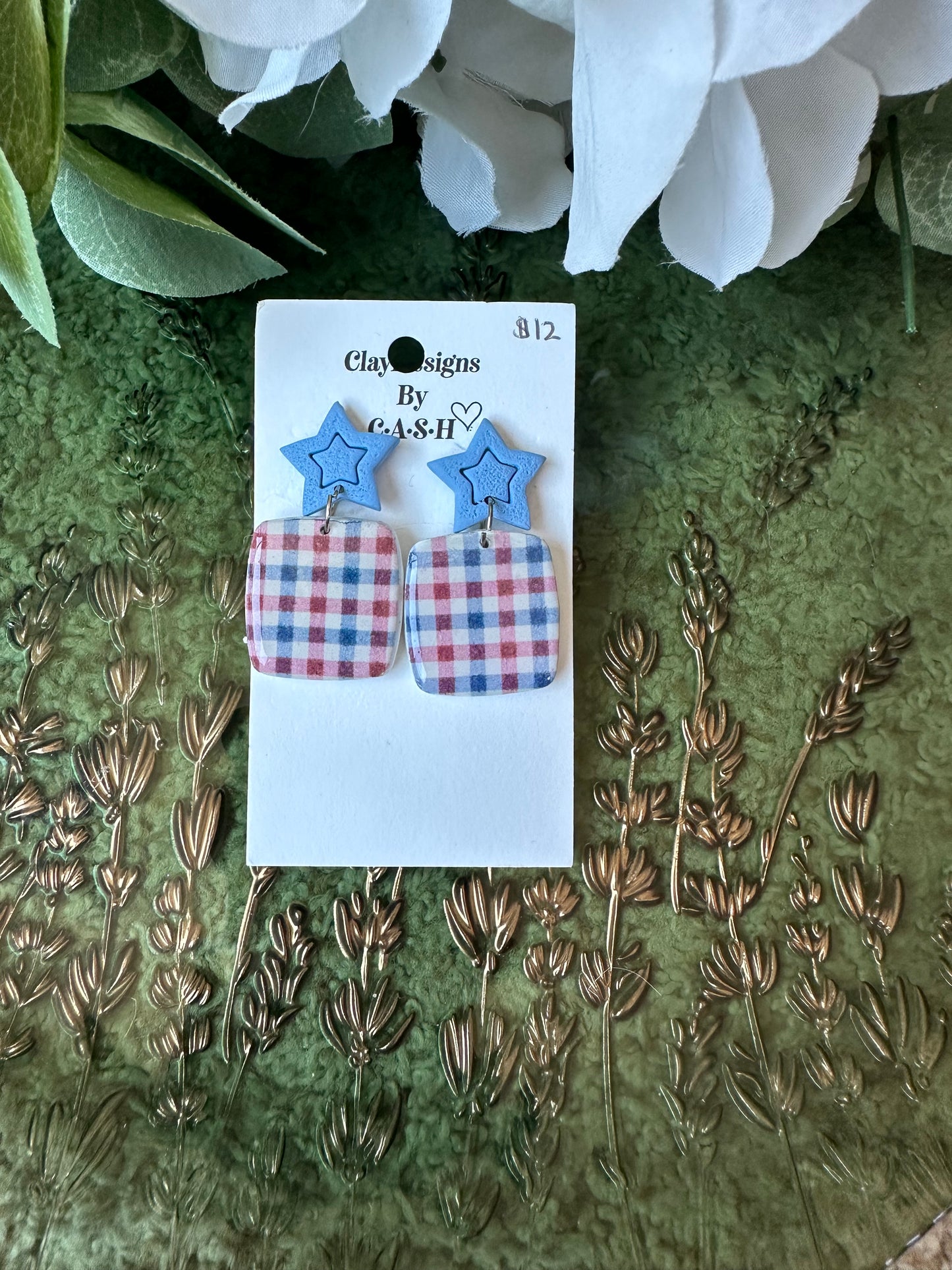 Plaid and stars dangles