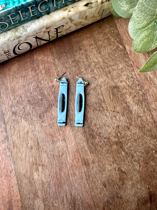 Light blue long crayon￼ earrings