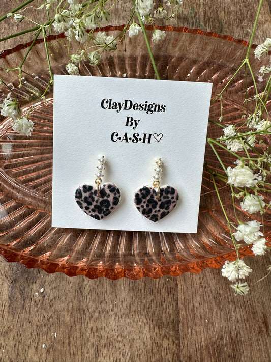 Cheetah print heart dangles