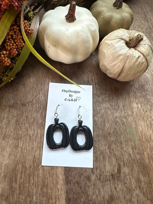 Black glitter outline pumpkin dangles