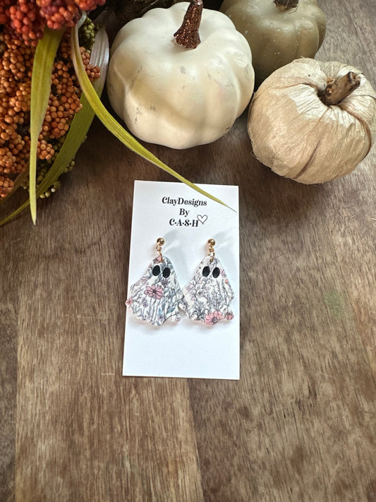 Vintage floral ghost dangles