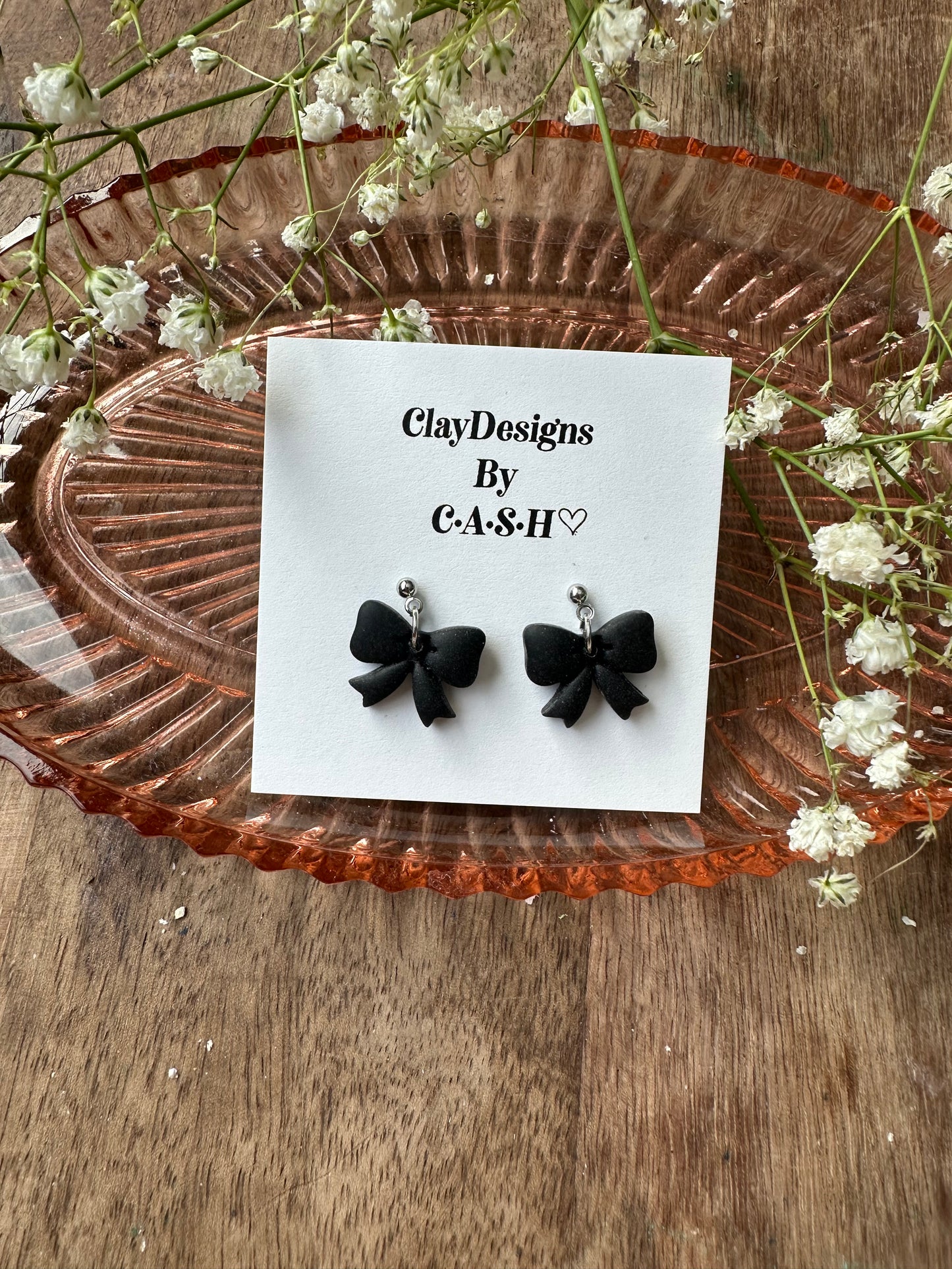 Black bow dangles