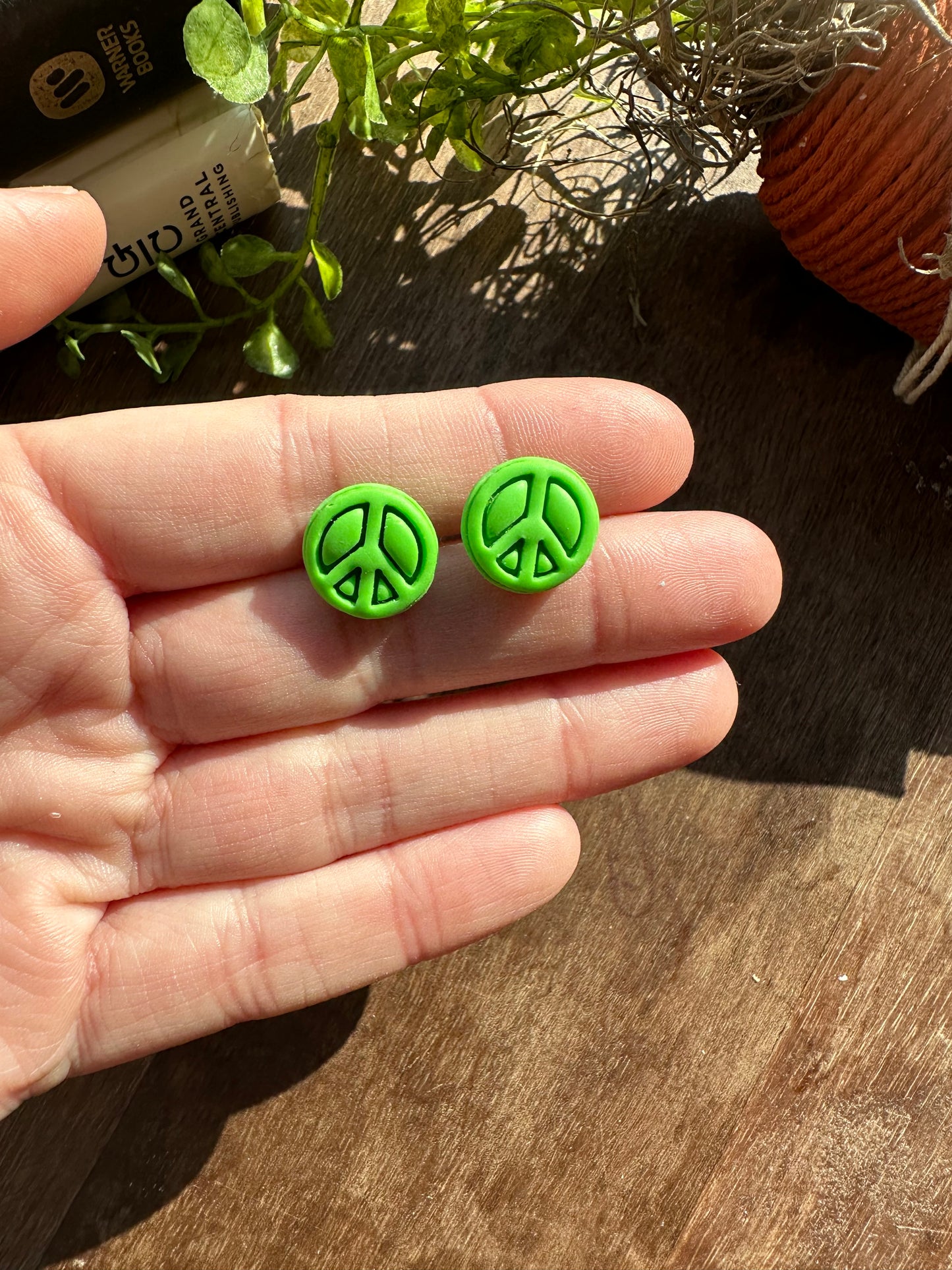 Lime green peace signs