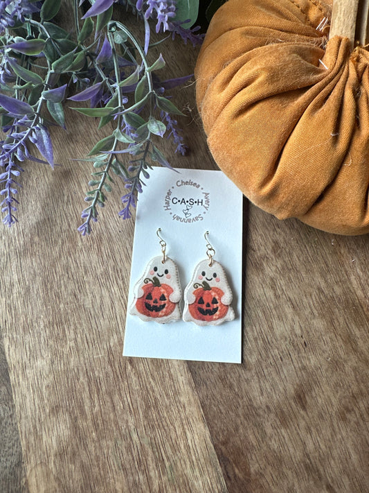Ghost pumpkin dangles
