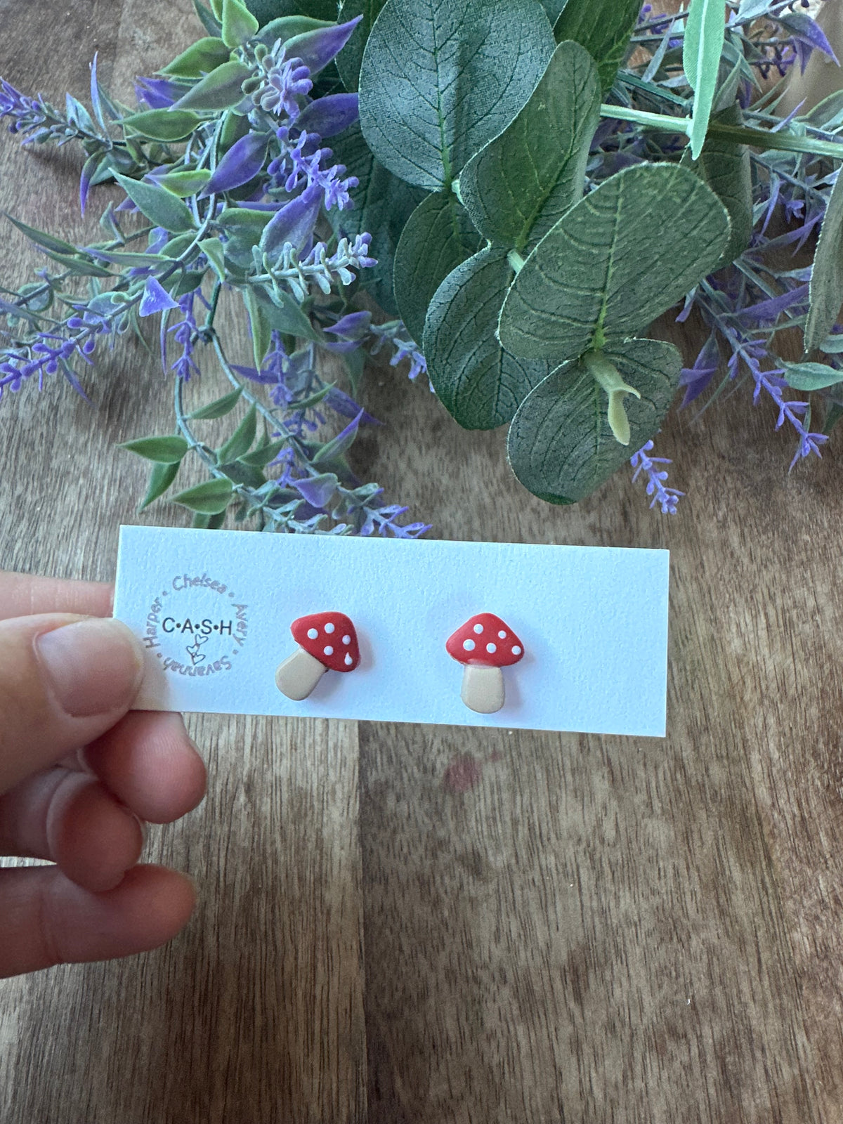 Red mushroom studs