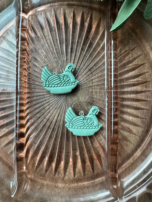 Green nesting chicken dangles