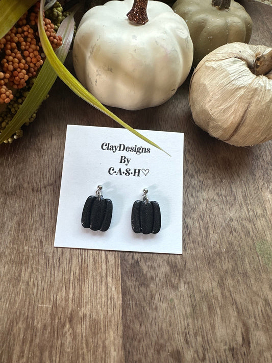 Black glitter pumpkin dangles