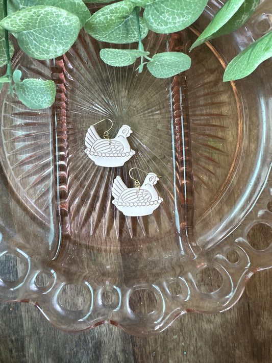 Light pink hen dangles