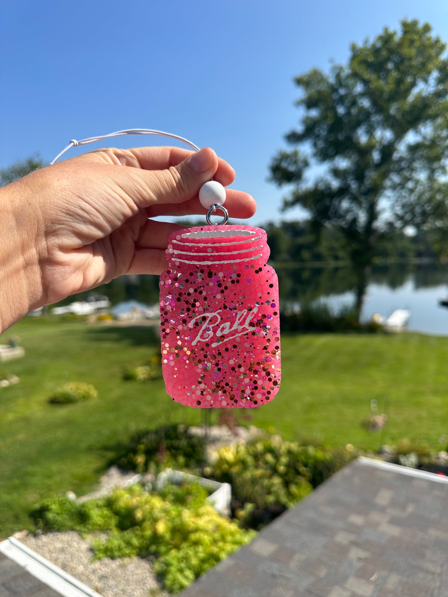 Pink glitter mason jar freshie