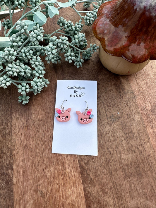 Flower pig dangles