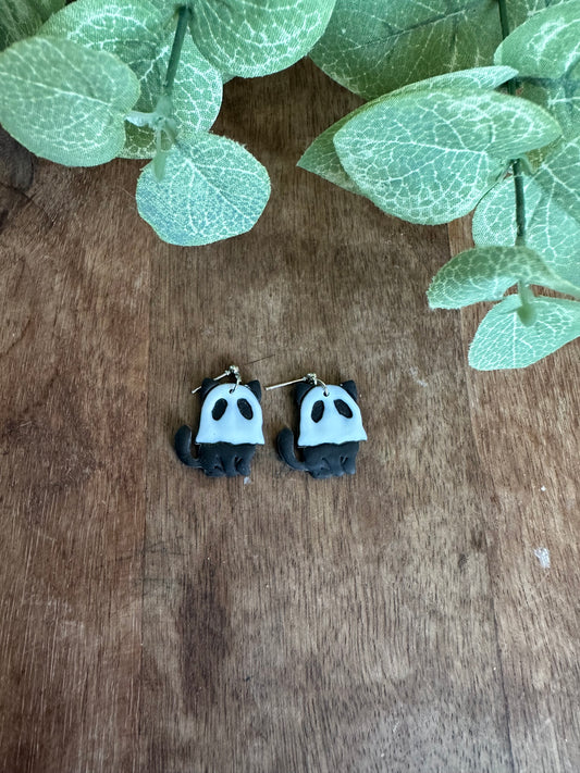 Black cat ghost earrings