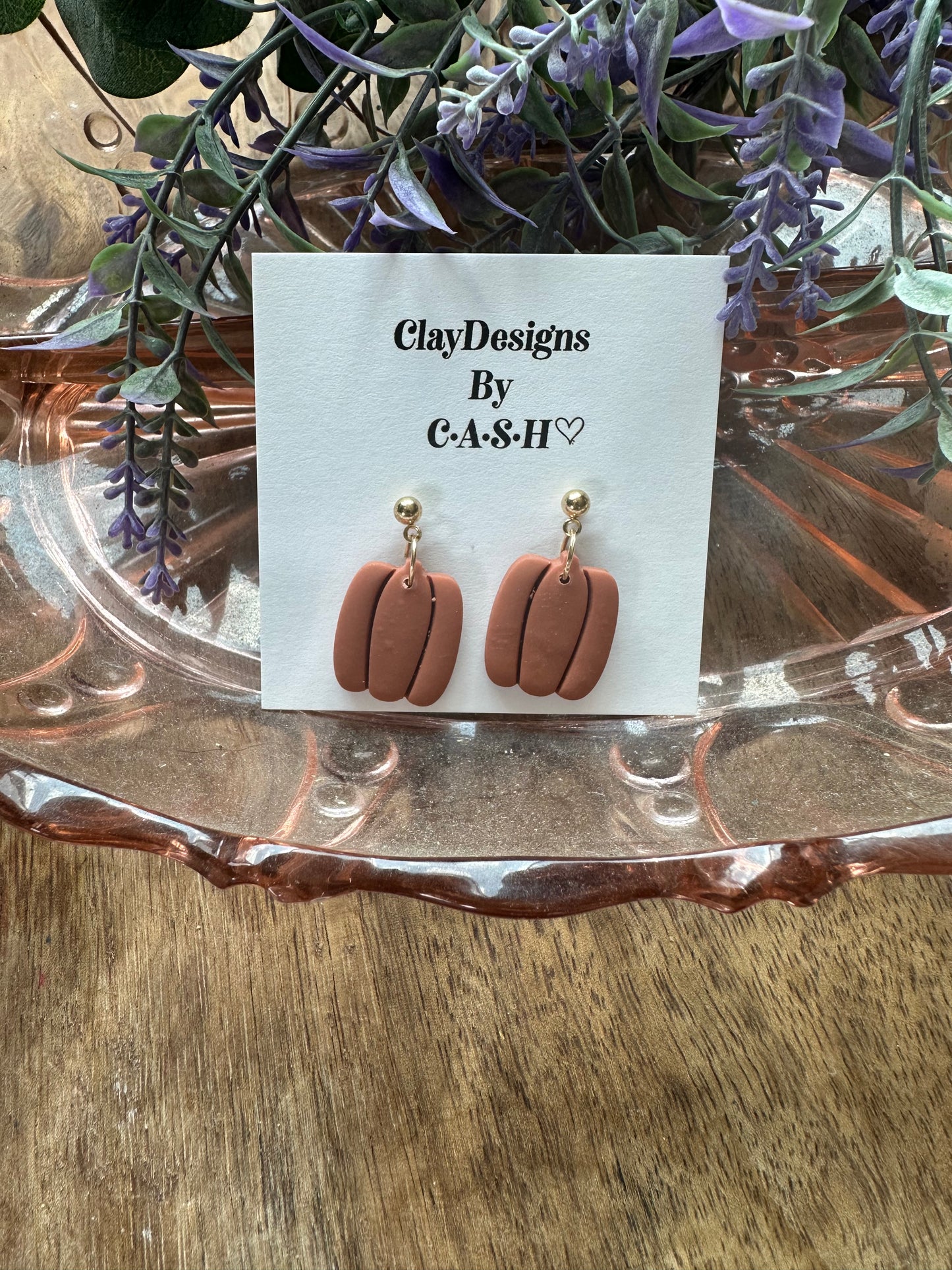 Terra cotta pumpkin dangles