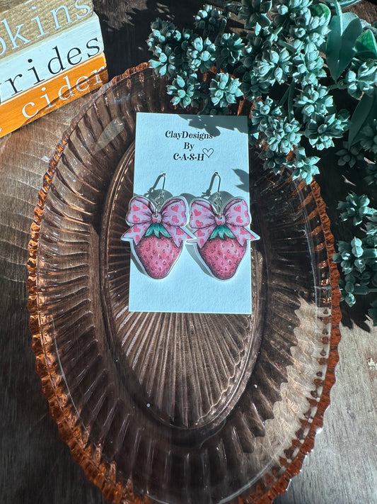 Strawberry bow dangles