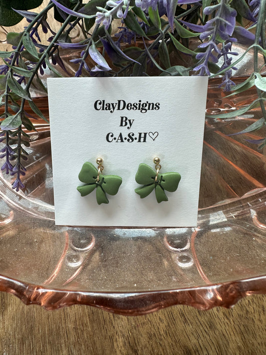 Sage green bow dangles