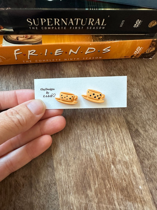 Orange coffee cup stud