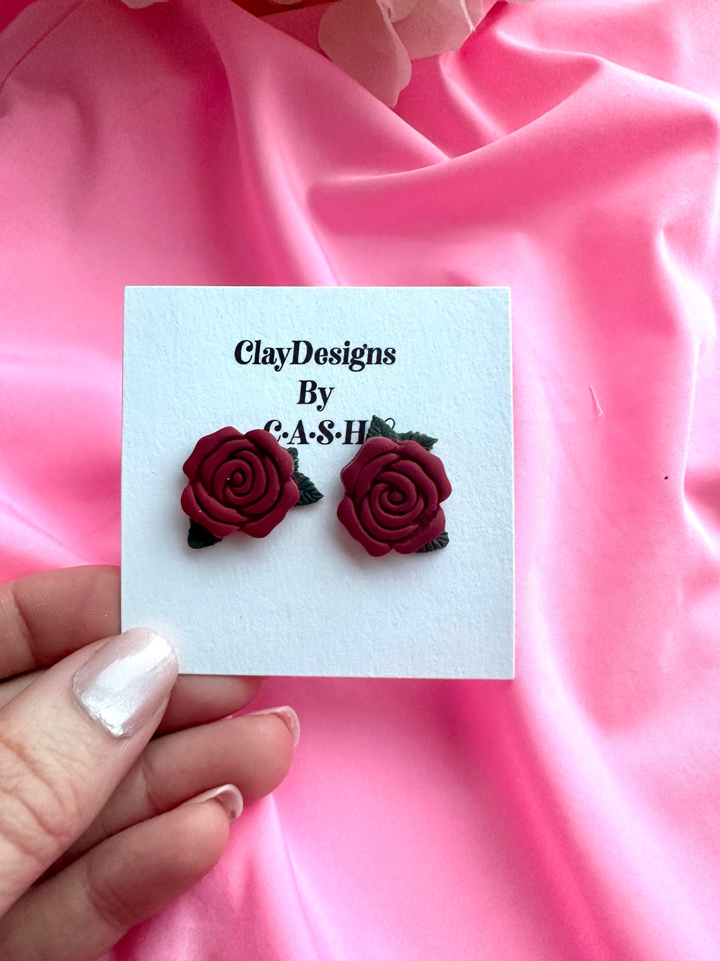 Red rose studs