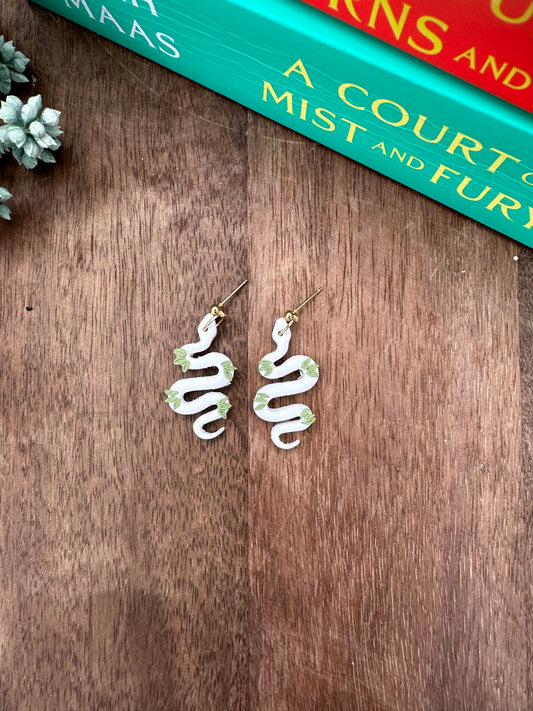 White snake with leaves