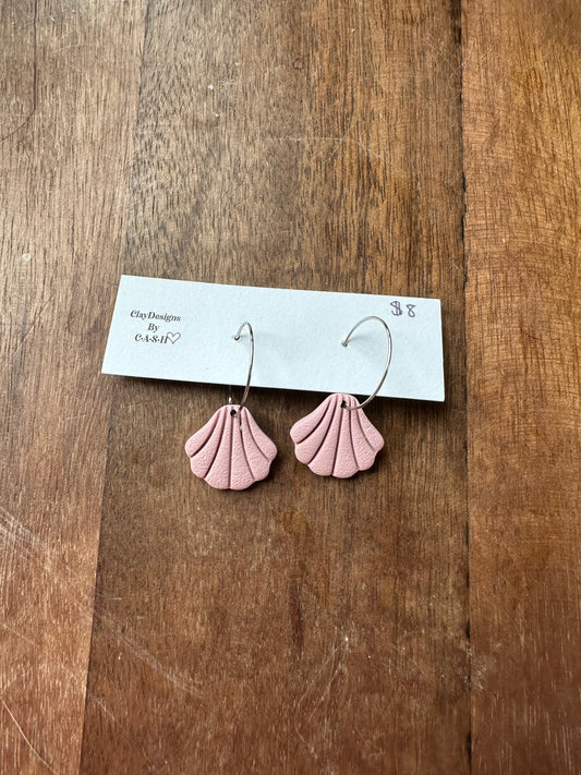 Pink sea shell hoops