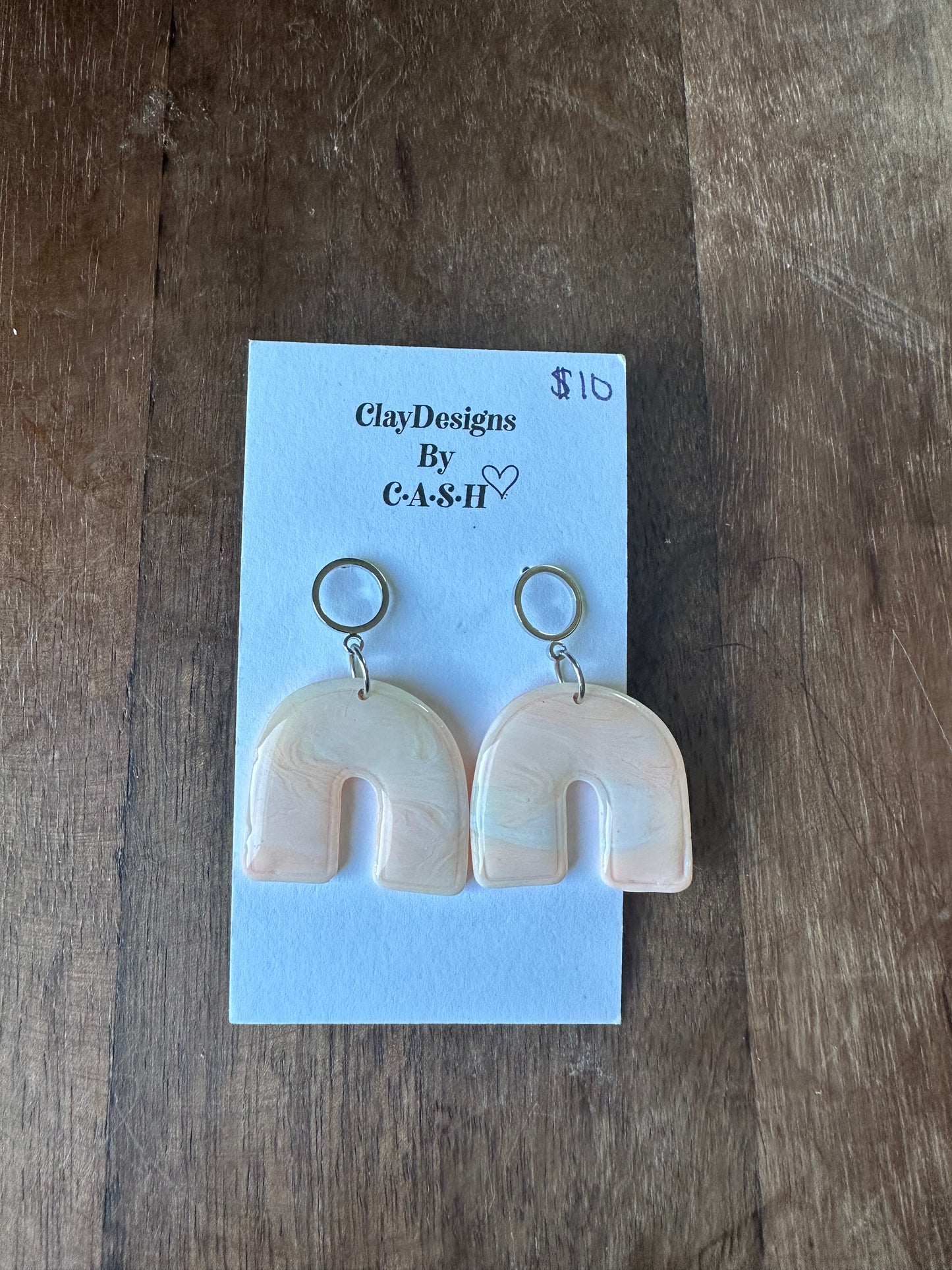 Peach and white dangles